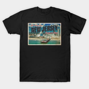 Greetings from New Jersey - Vintage Travel Postcard Design T-Shirt